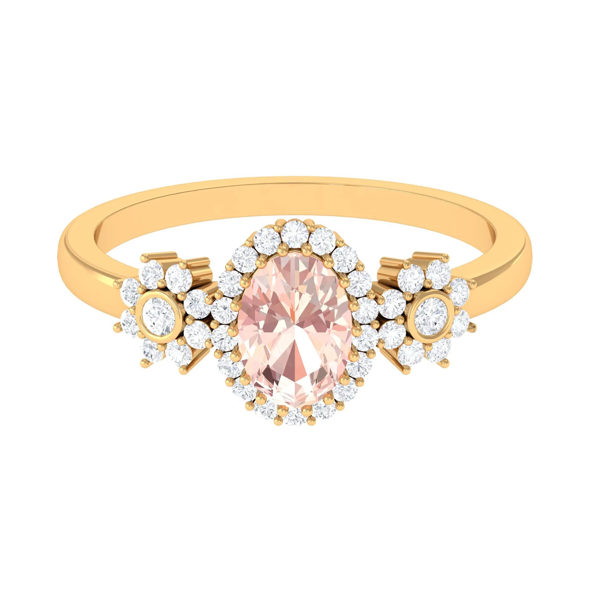 Oval Morganite Designer Engagement Ring with Diamond