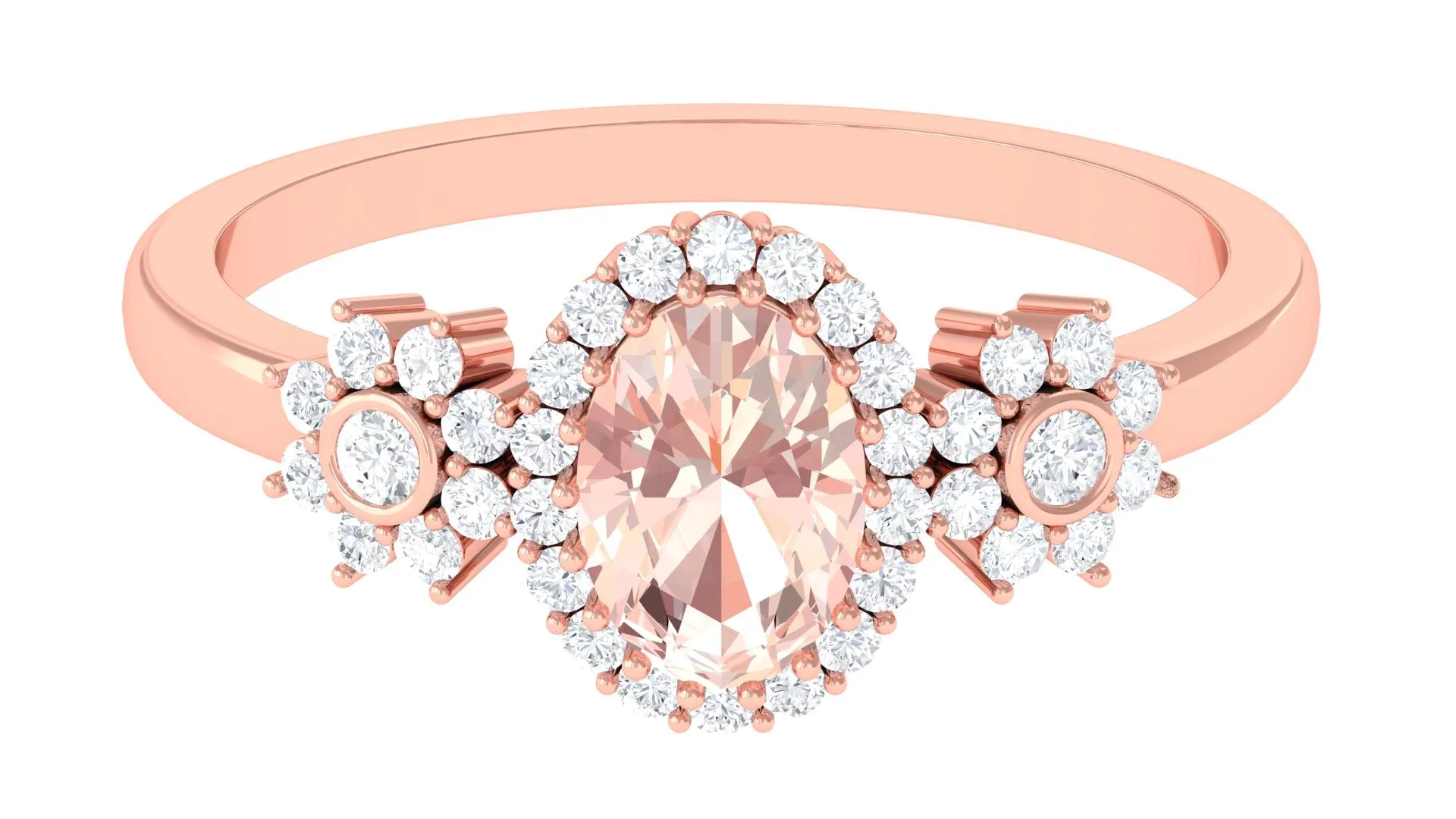 Oval Morganite Designer Engagement Ring with Diamond