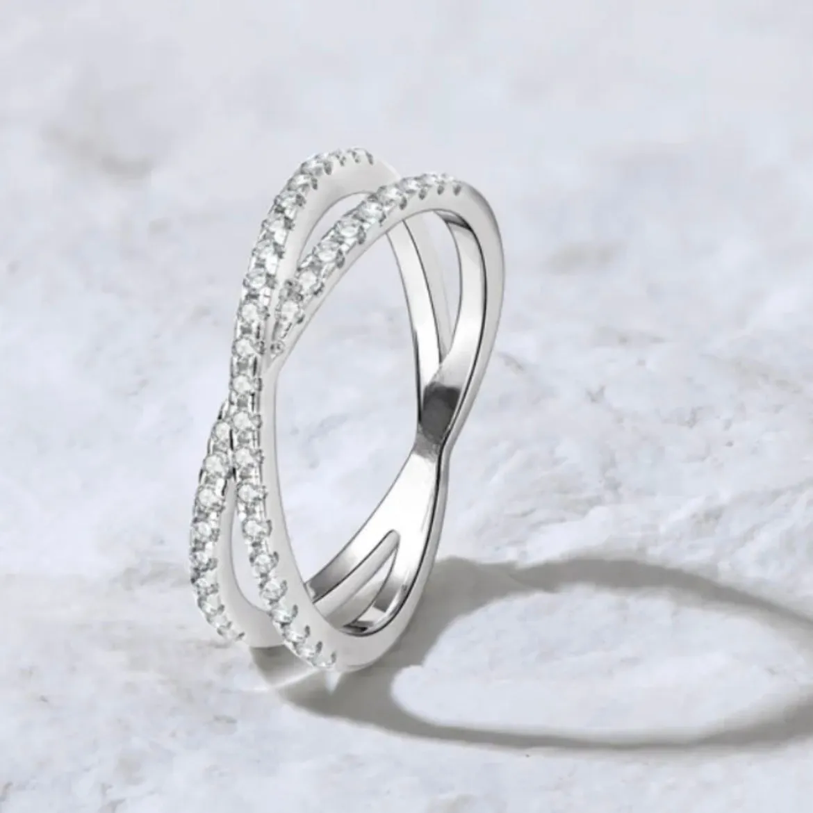 Pave Crossover Eternity Ring