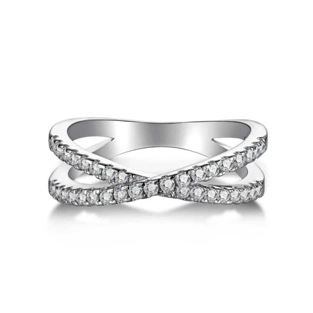 Pave Crossover Eternity Ring