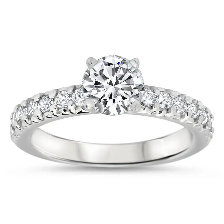 Pave Set Diamond Band Engagement Ring - Ang