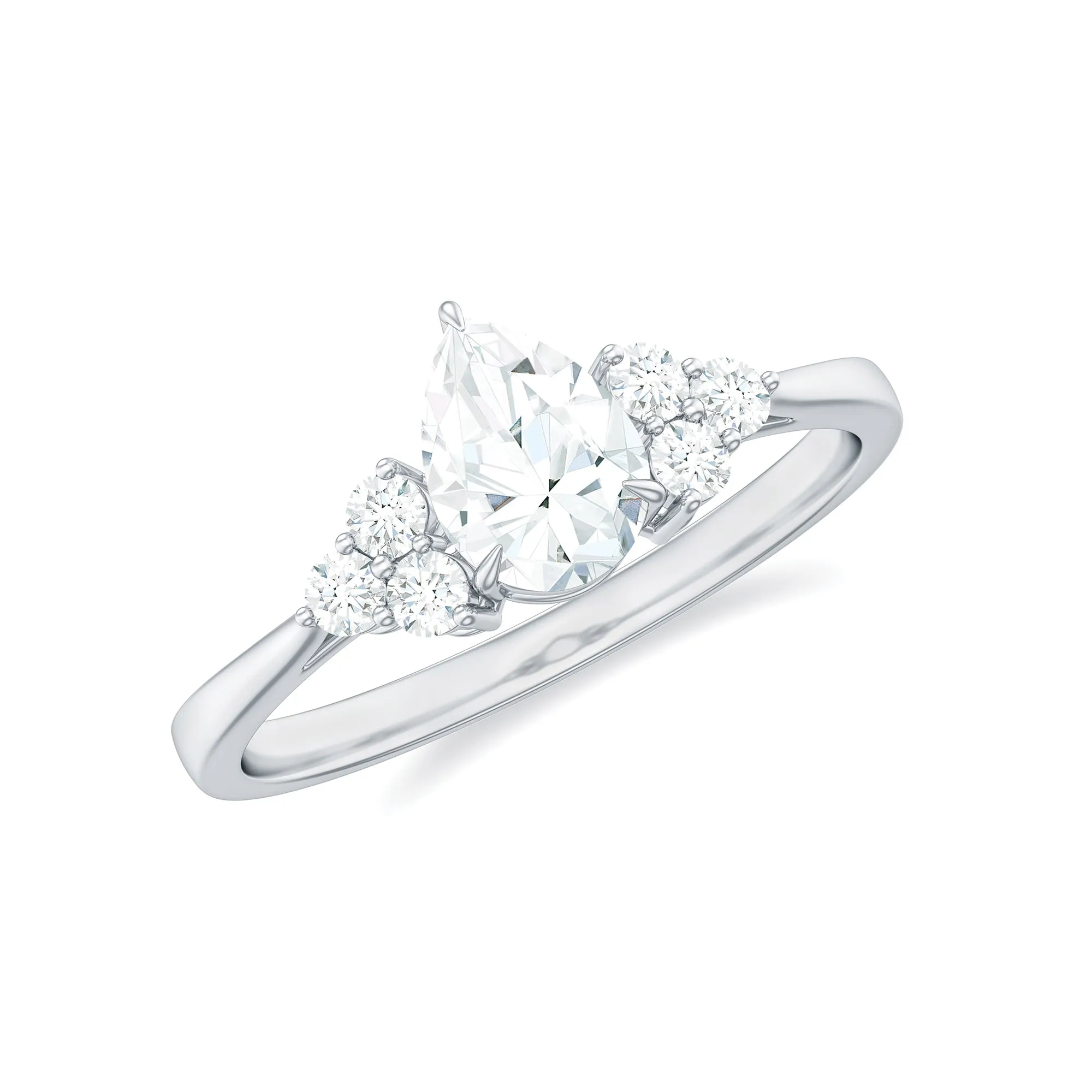 Pear Cut Moissanite Trio Engagement Ring