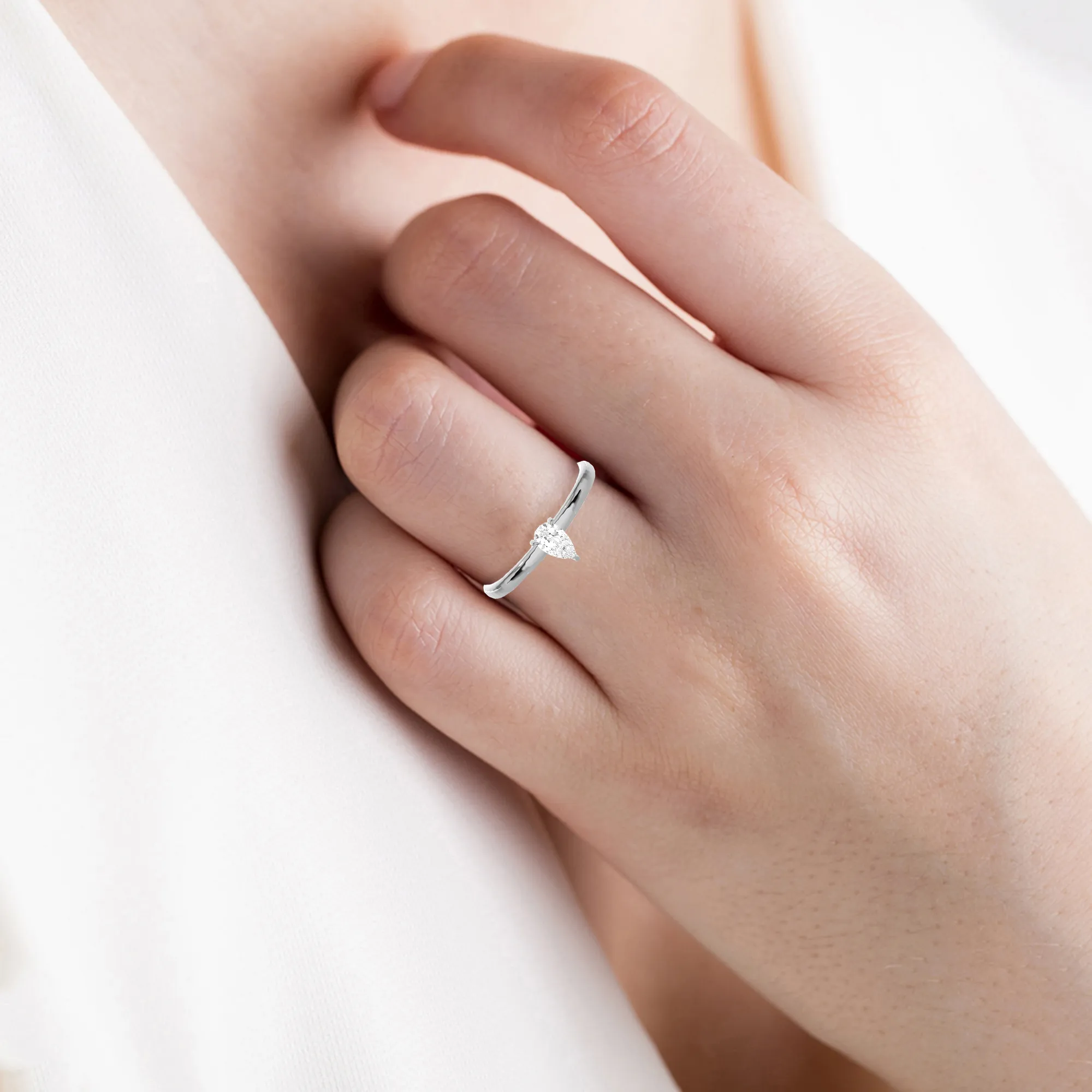 Pear-Shaped Lab Grown Diamond Solitaire Engagement Ring