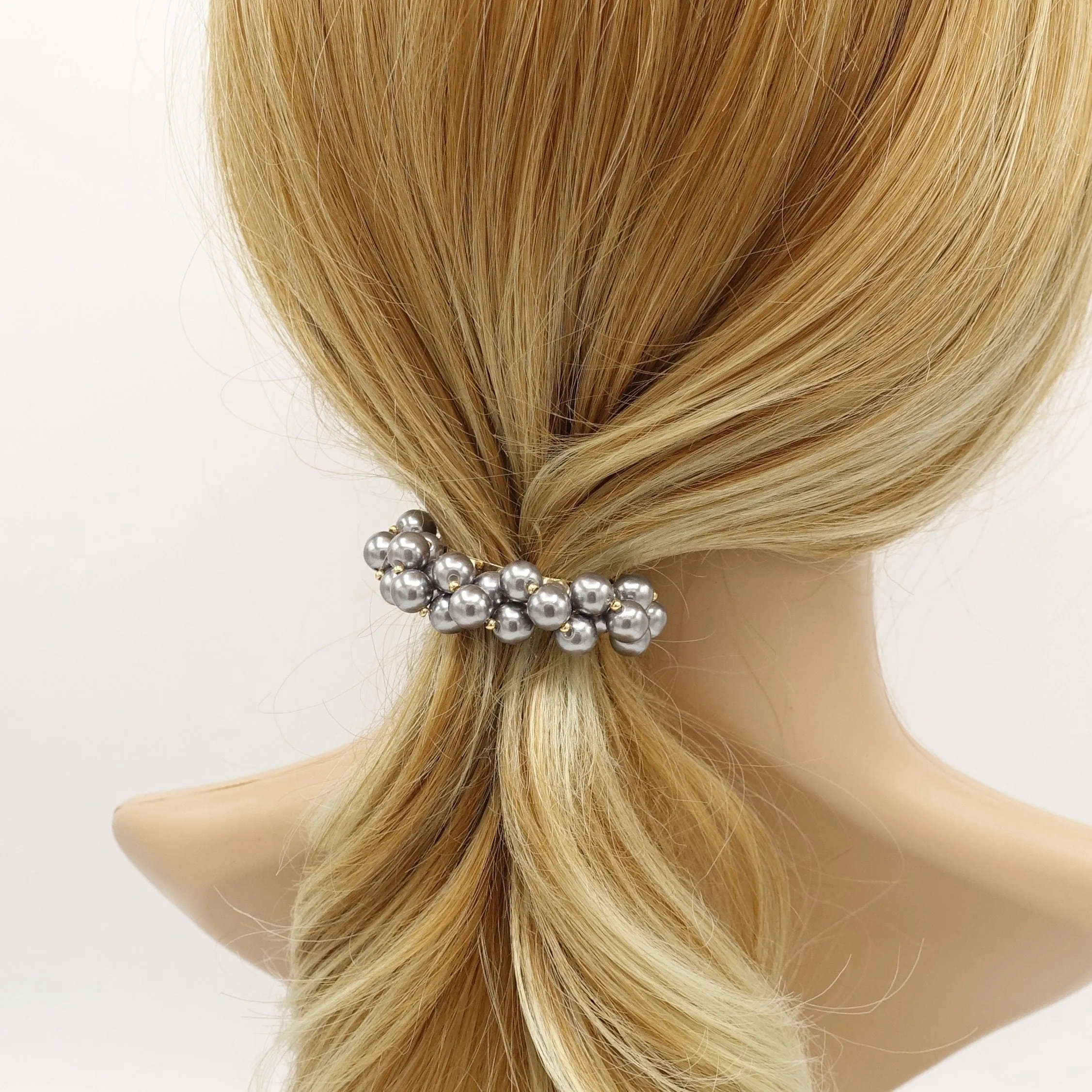 pearl half moon ponytail barrette clip  hair accessory