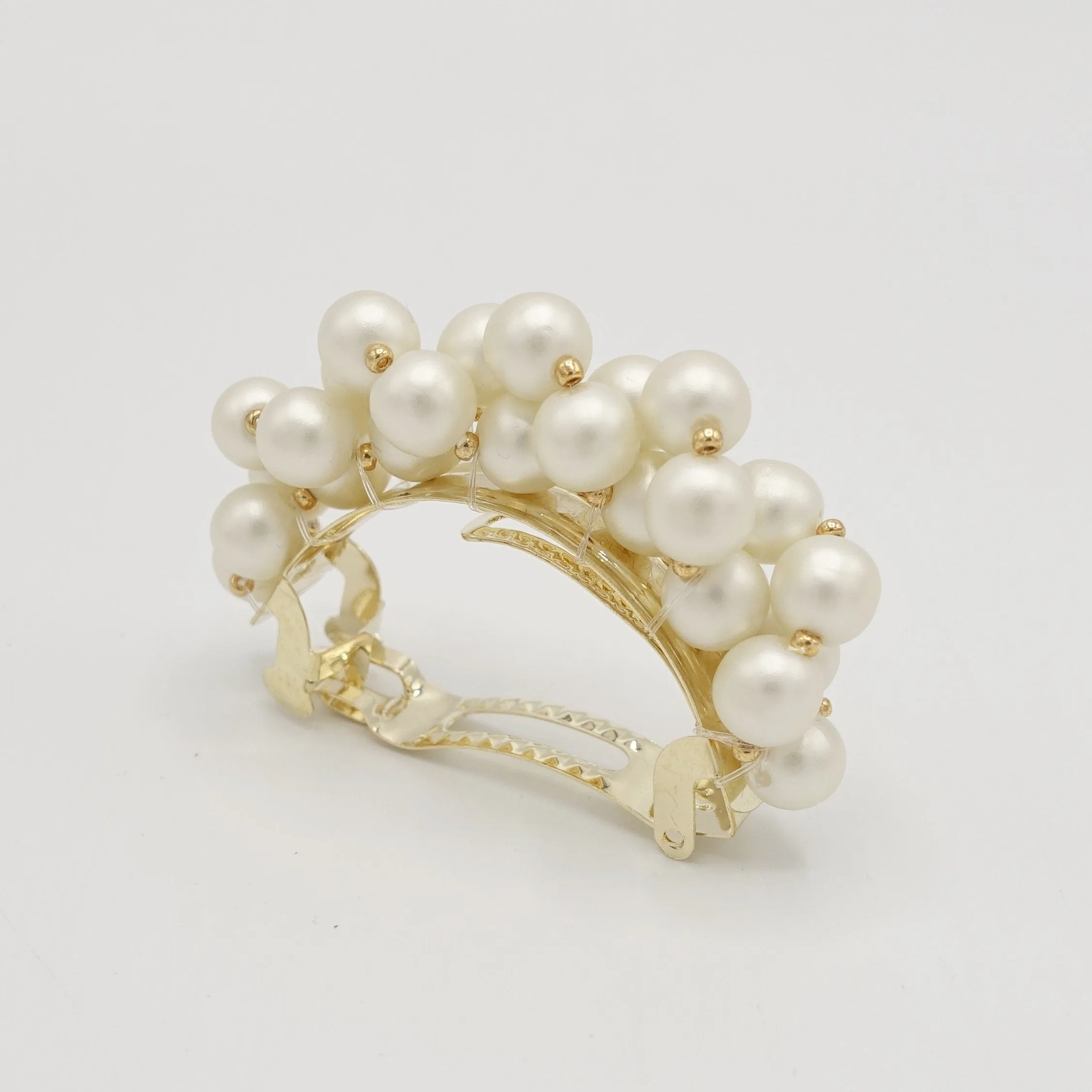 pearl half moon ponytail barrette clip  hair accessory