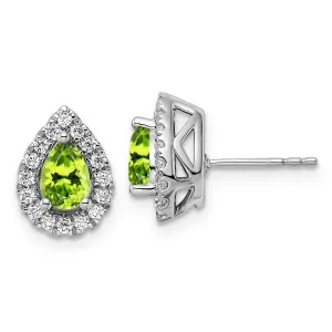 Peridot Diamond Halo Earrings