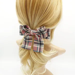 plaid check basic medium bow french barrette casual women hair accessory