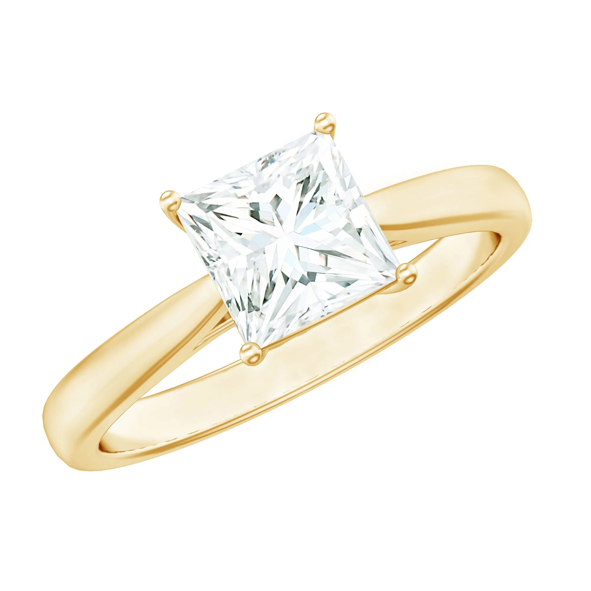 Princess Cut Moissanite Simple Solitaire Engagement Ring