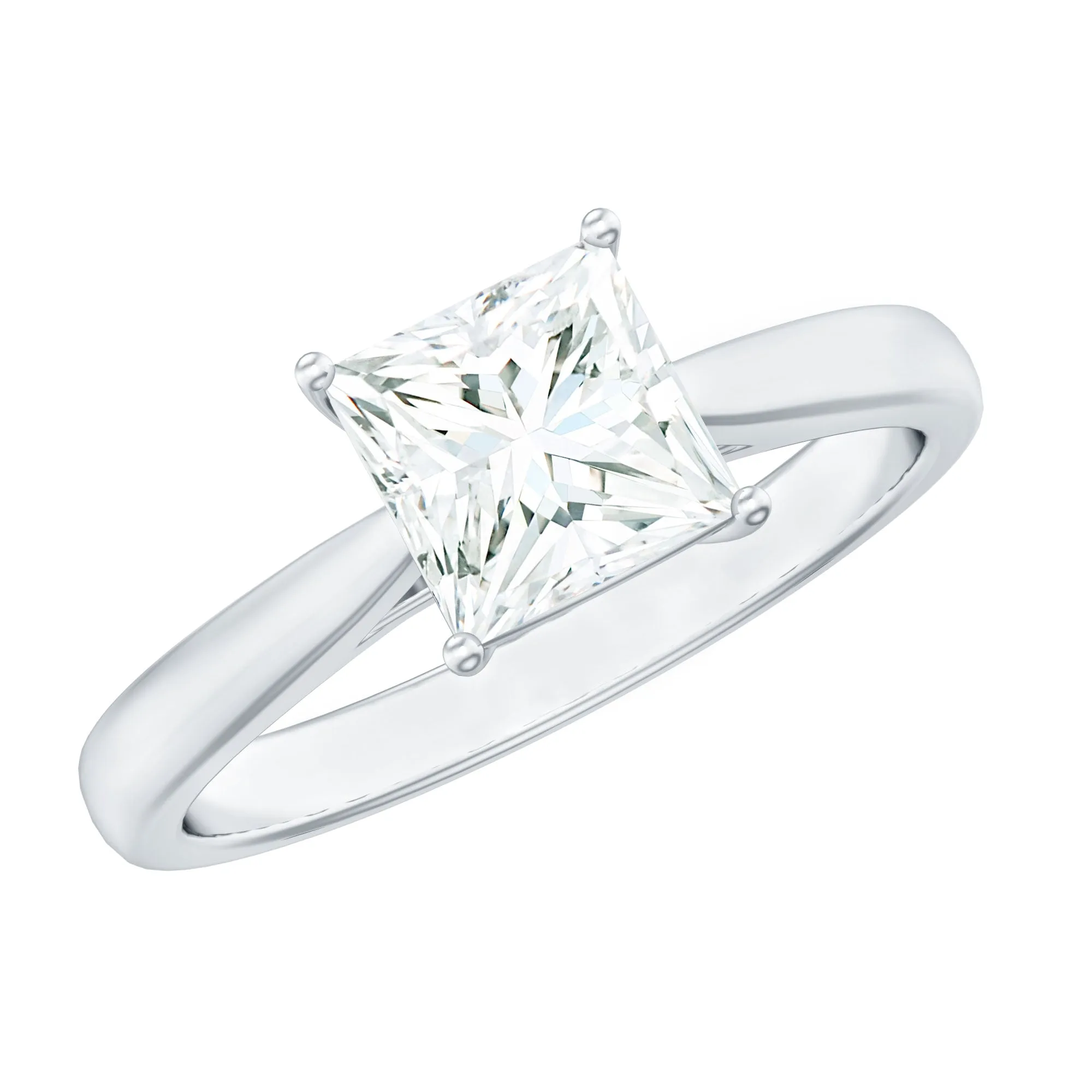 Princess Cut Moissanite Simple Solitaire Engagement Ring