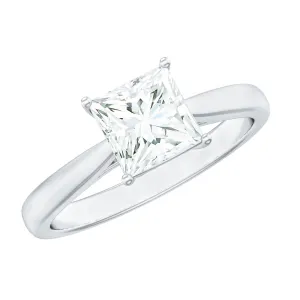 Princess Cut Moissanite Simple Solitaire Engagement Ring