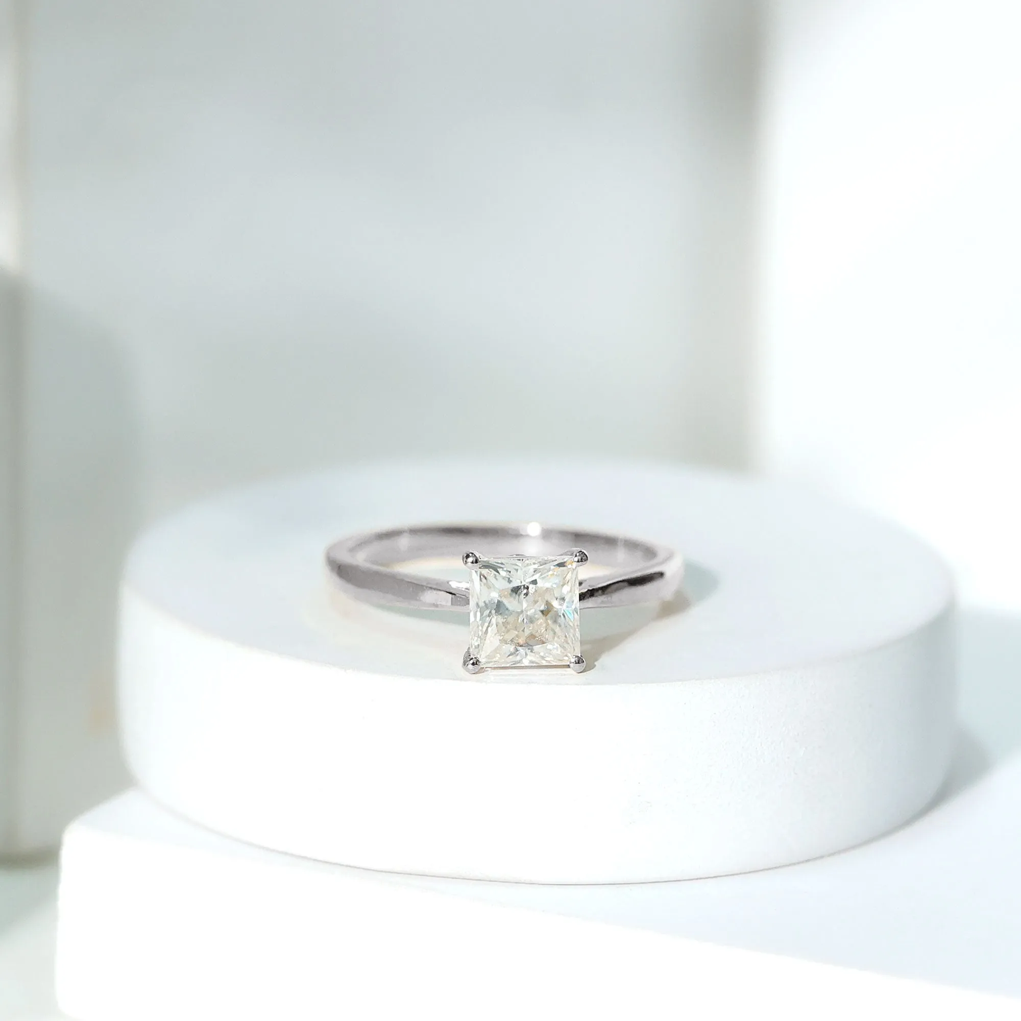 Princess Cut Moissanite Simple Solitaire Engagement Ring