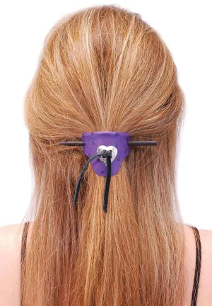 Purple Leather Stick Barrette w/Heart Concho #AH14012PUR ()