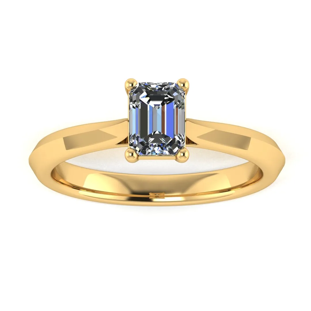 "Daphne" Solitaire Emerald Cut Diamond Engagement Ring SSEC07