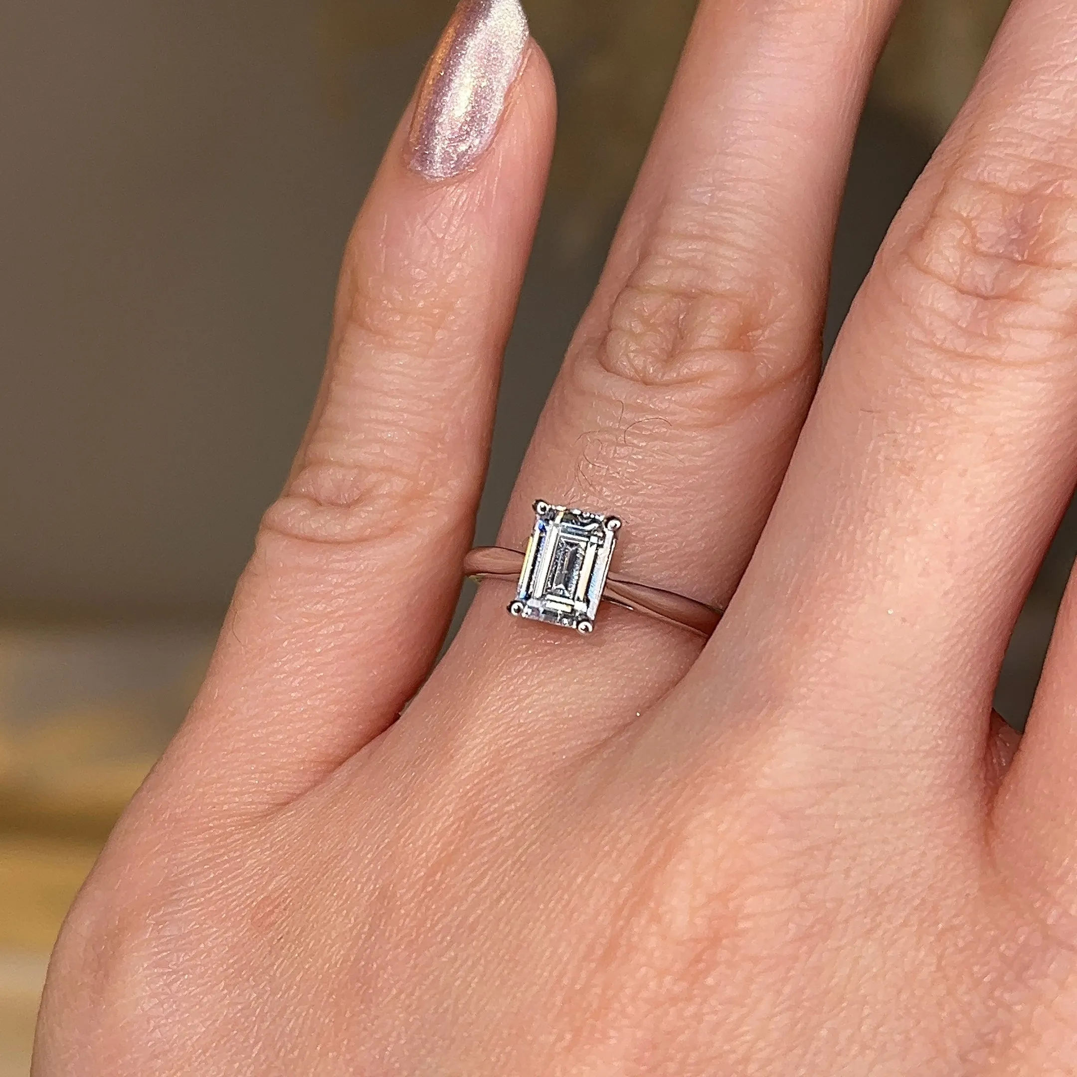 "Daphne" Solitaire Emerald Cut Diamond Engagement Ring SSEC07