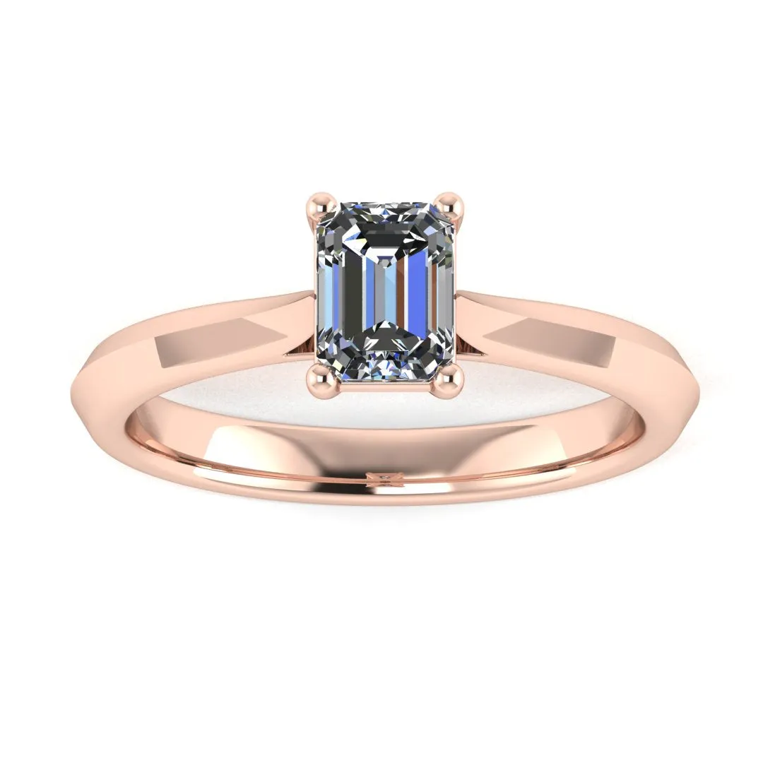 "Daphne" Solitaire Emerald Cut Diamond Engagement Ring SSEC07