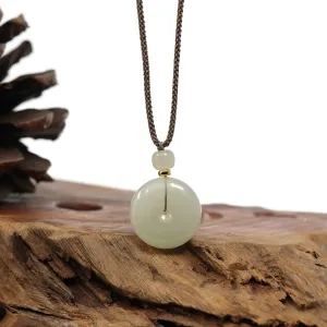 "Ping An Kou" "Love" White Nephrite Jade Lucky KouKou Pendant Necklace