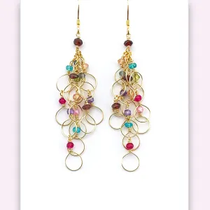 Rainbow Chain Loop Earrings - Gold