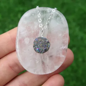 Rainbow Druzy Necklace | Rainbow Quartz Crystal Necklace | Druzy Jewelry