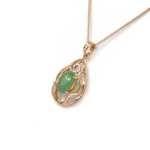 RealJade® 18k Rose Gold Jadeite Jade Diamond Pendant Necklace