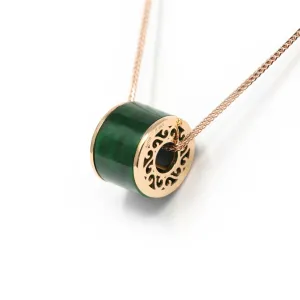 RealJade® "Good Luck Circle" 14k Rose Gold & Genuine Imperial Jadeite Jade Pendant Necklace - Jade Jewelry