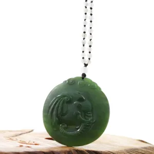 RealJade® "Lucky Jade Elephant" Nephrite Jade Necklace With Natural Jadeite Beads Necklace