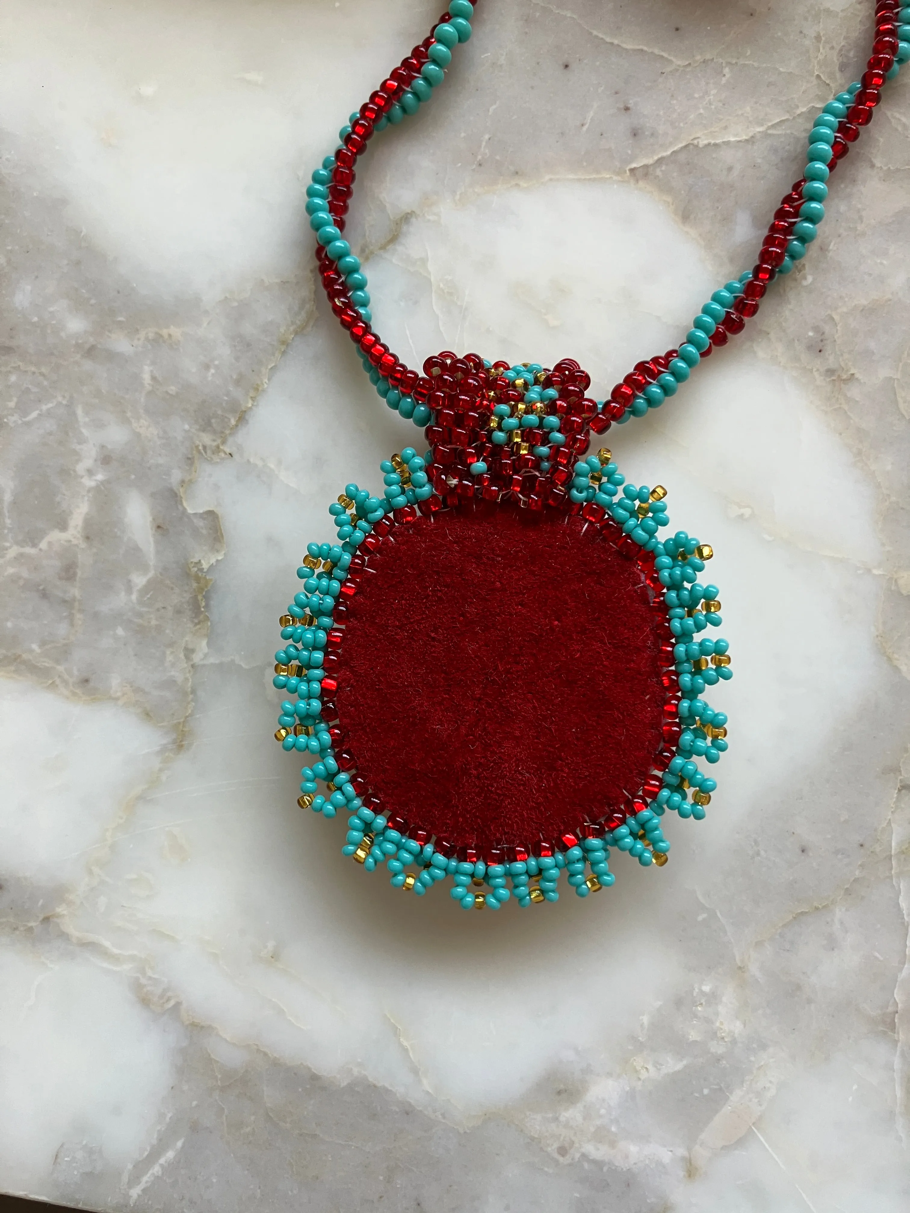 Red, Turquoise and Gold Necklace