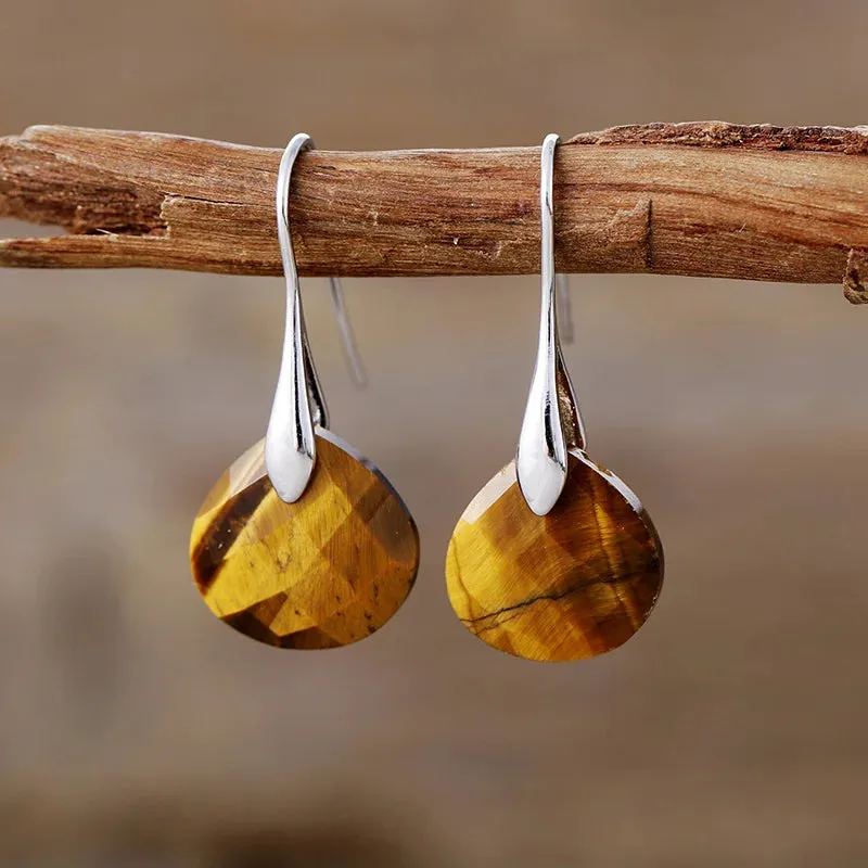 Ritzy Tiger Eye Silver Drop Earrings