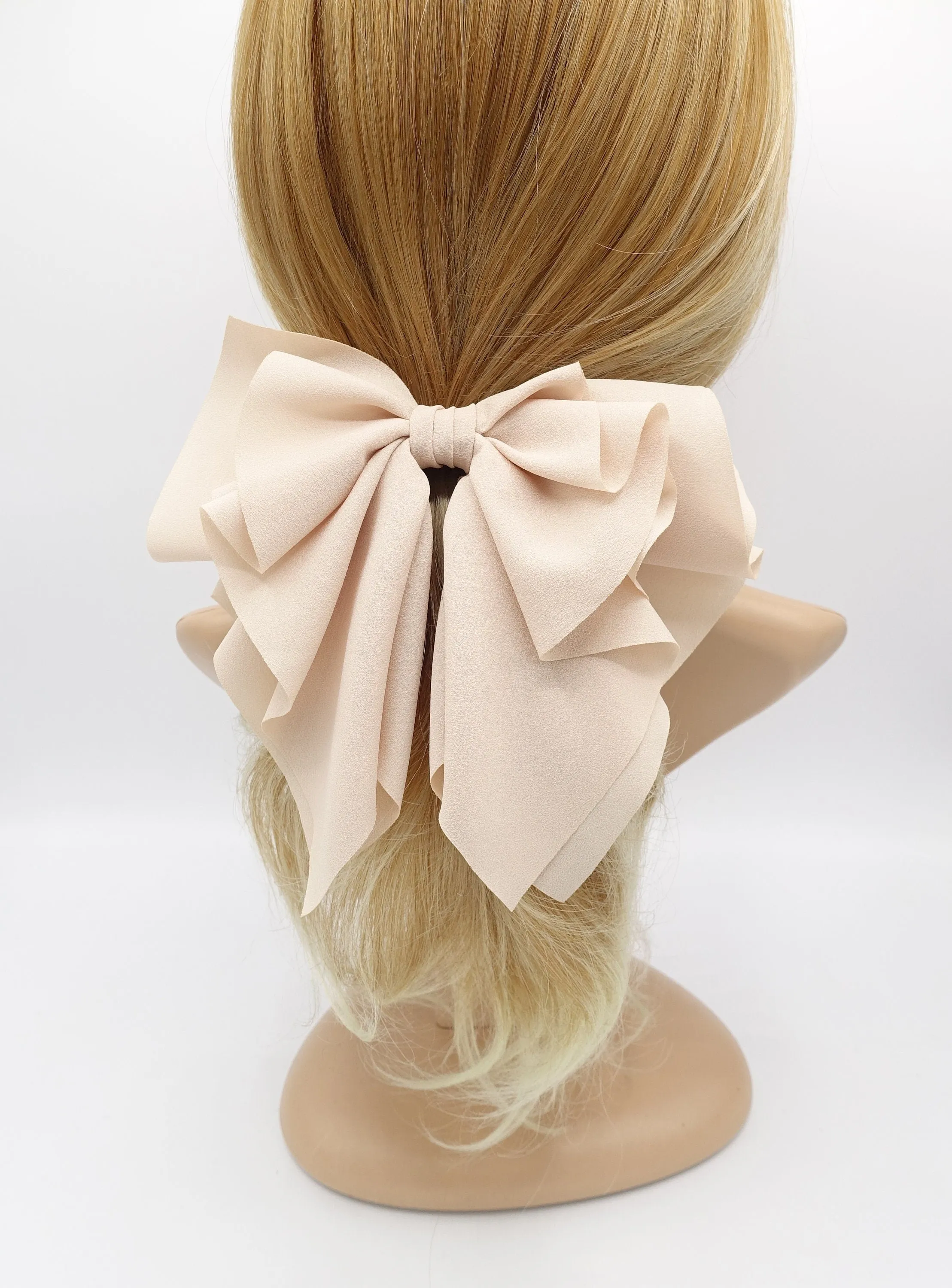 romance chiffon hair bow french barrette drape falling ruffle wave feminine style women hair clip