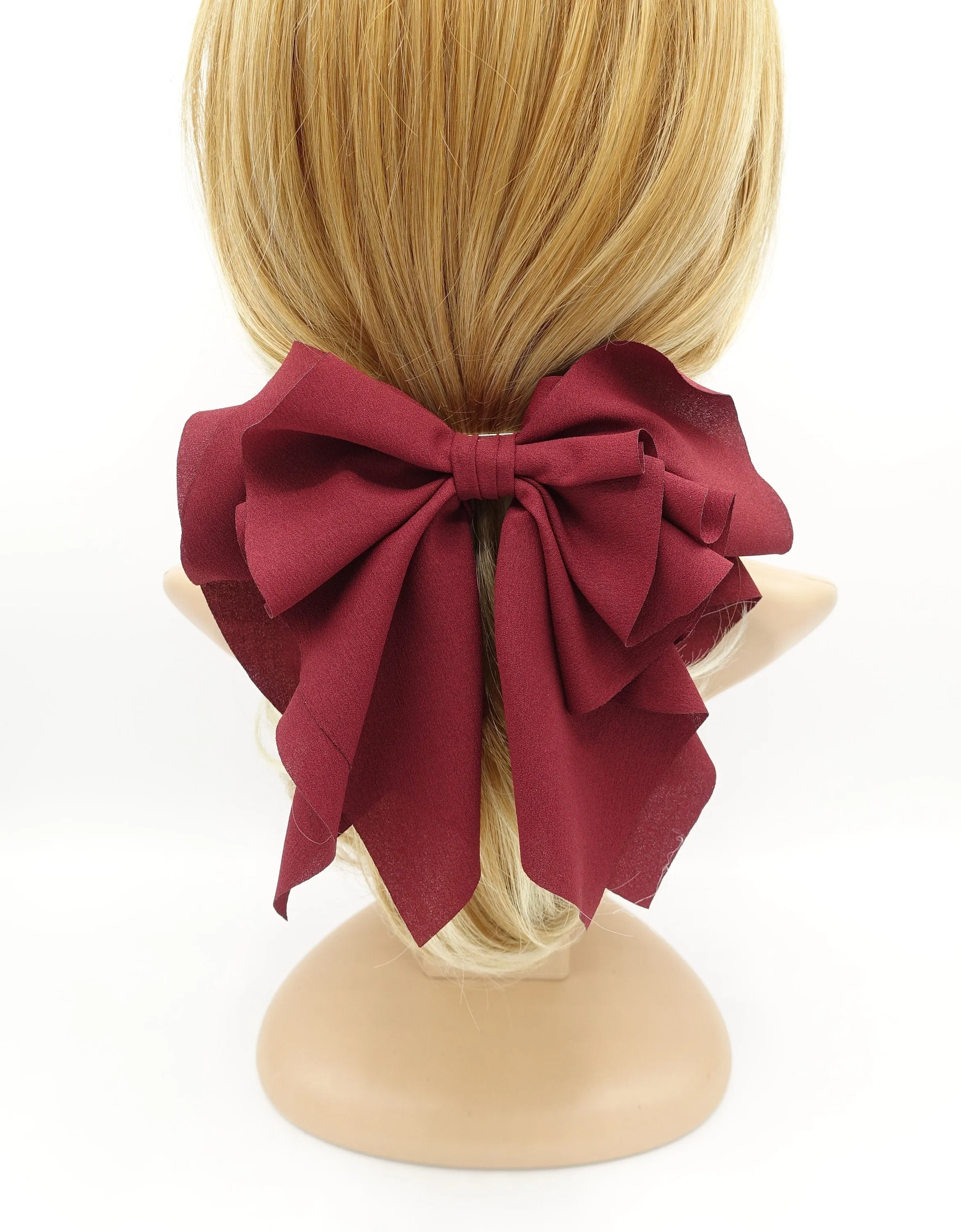 romance chiffon hair bow french barrette drape falling ruffle wave feminine style women hair clip