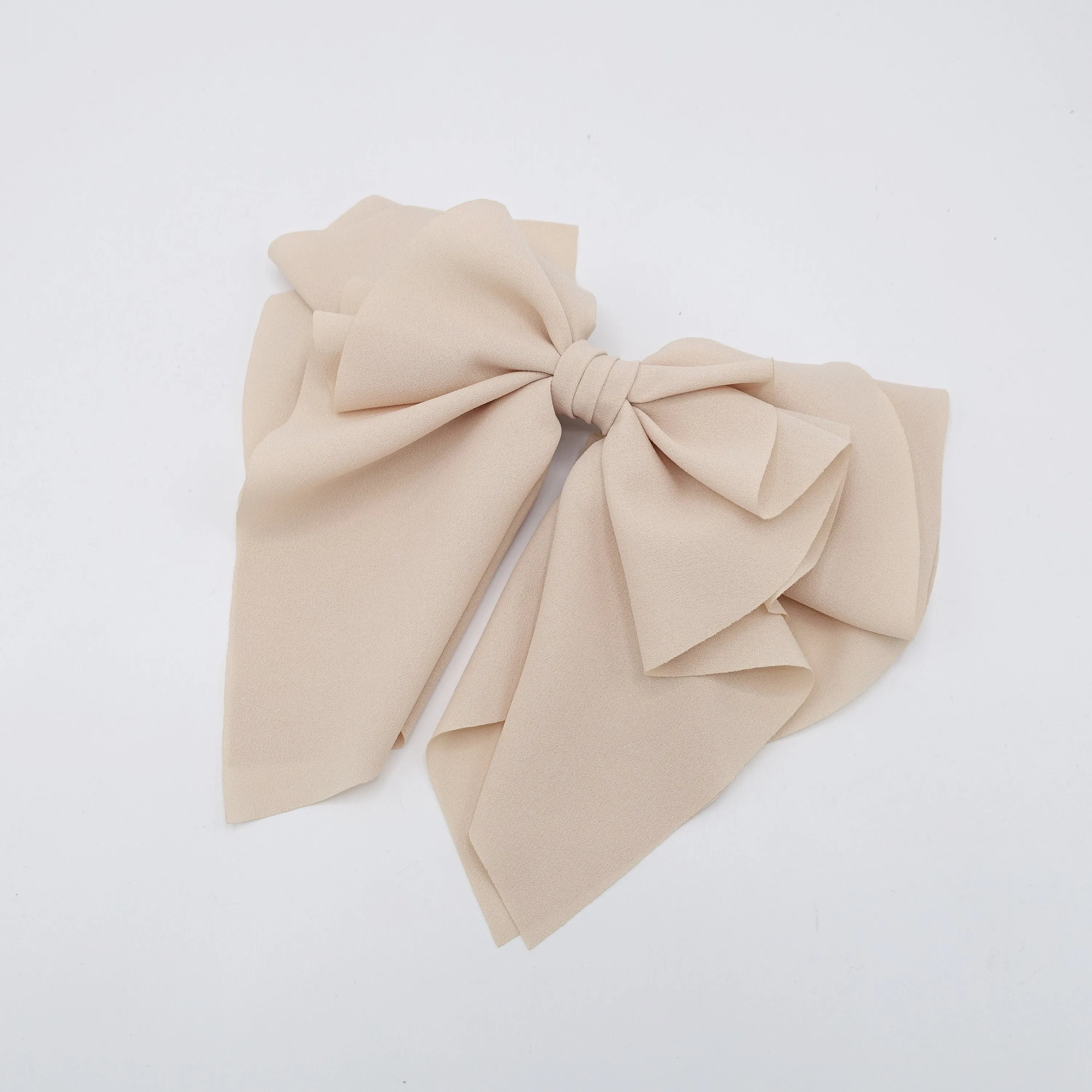 romance chiffon hair bow french barrette drape falling ruffle wave feminine style women hair clip