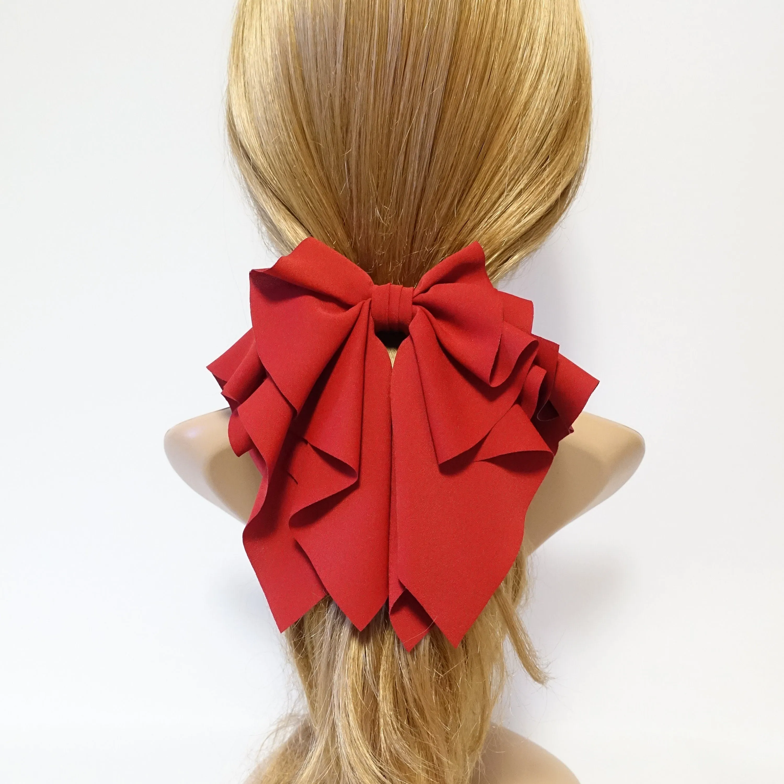 romance chiffon hair bow french barrette drape falling ruffle wave feminine style women hair clip