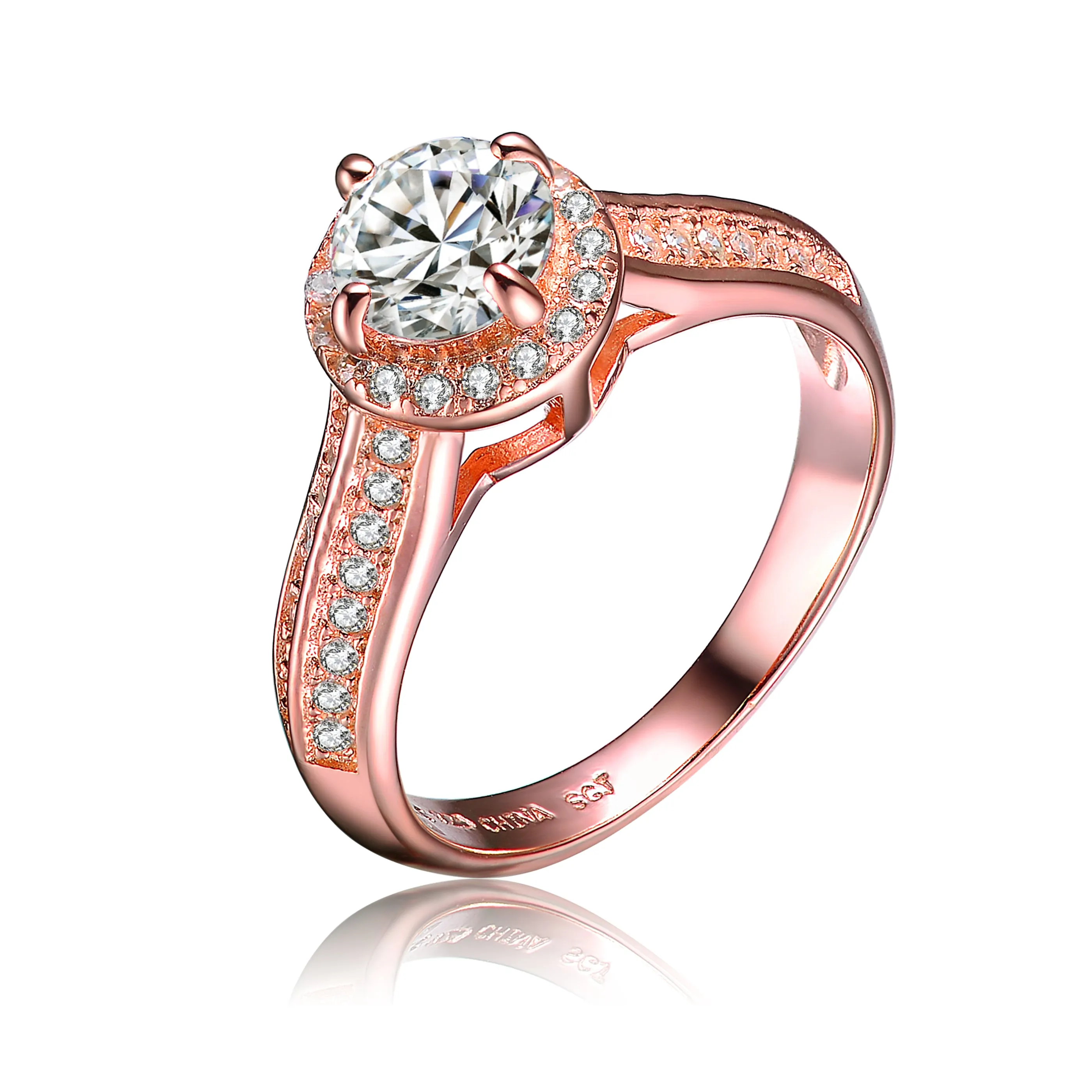 Rose Gold Overlay Cubic Zirconia Mounted Ring