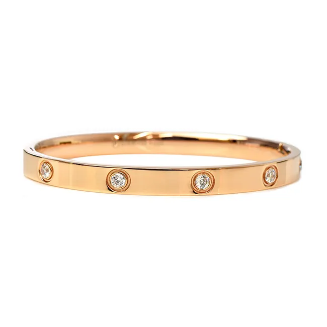 Rose Gold Stainless Steel CZ Bangle Bracelet