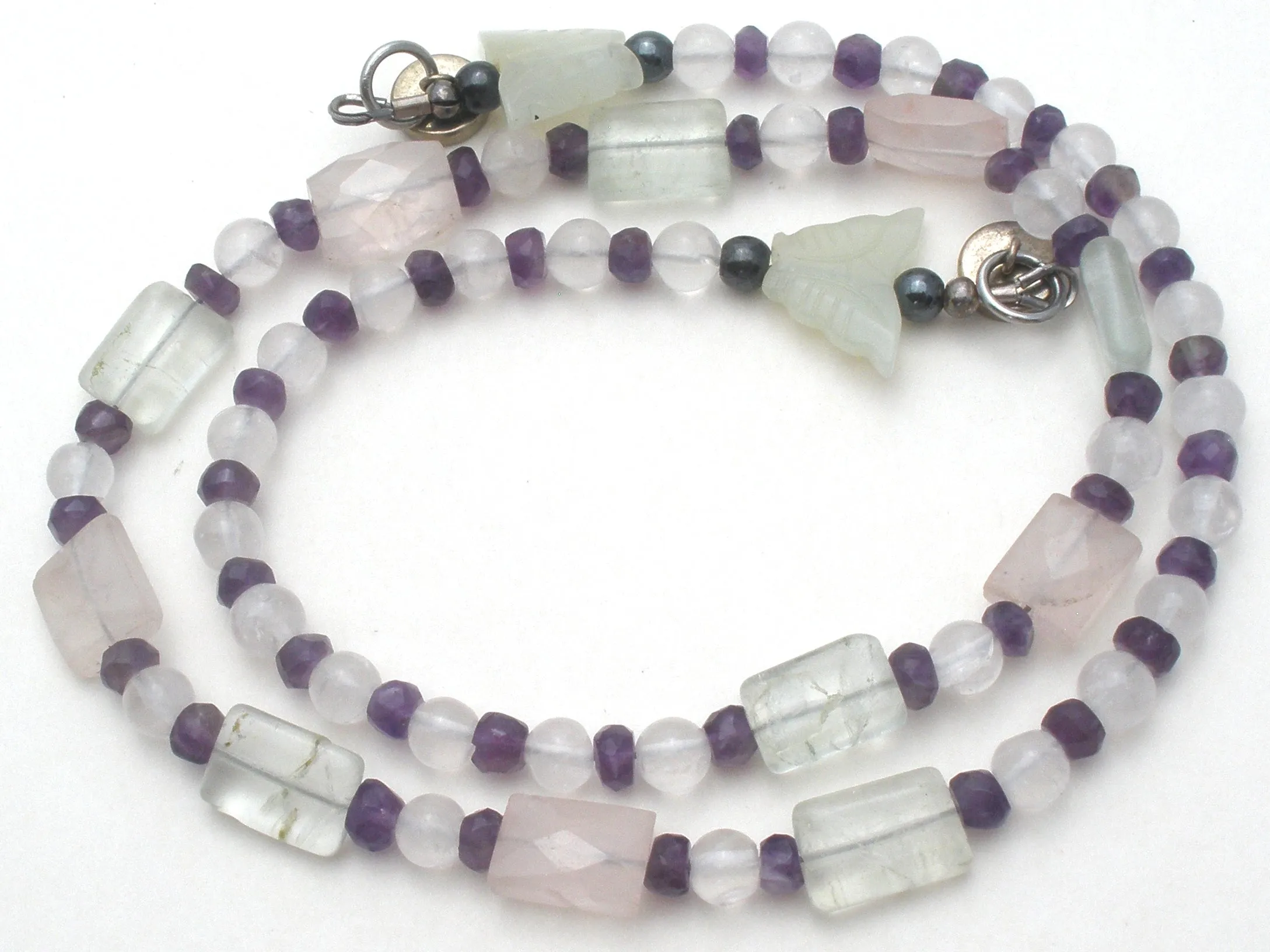 Rose Quartz Amethyst Bead Necklace Vintage