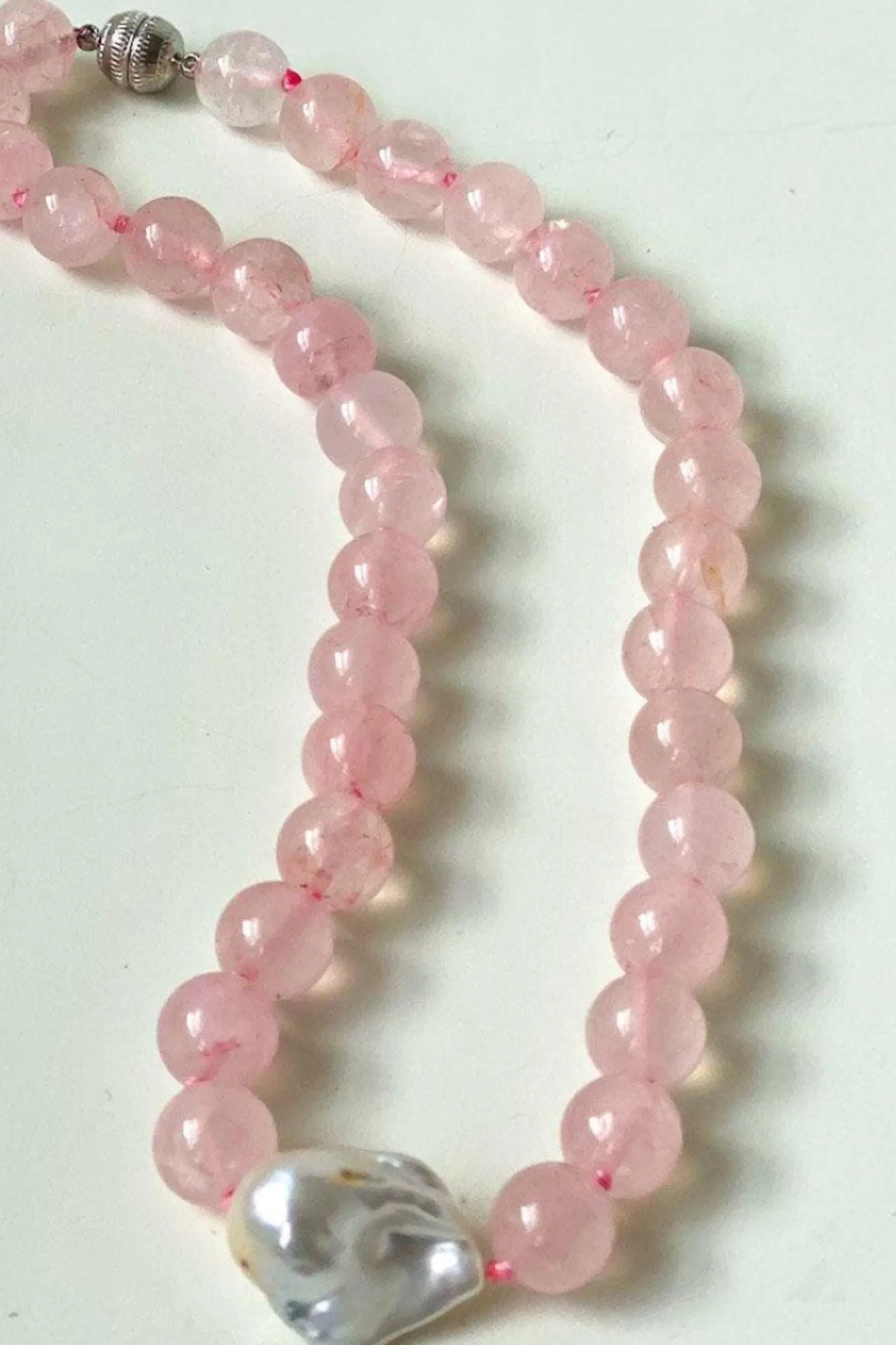 Rose Quartz & Baroque Pearl Necklace