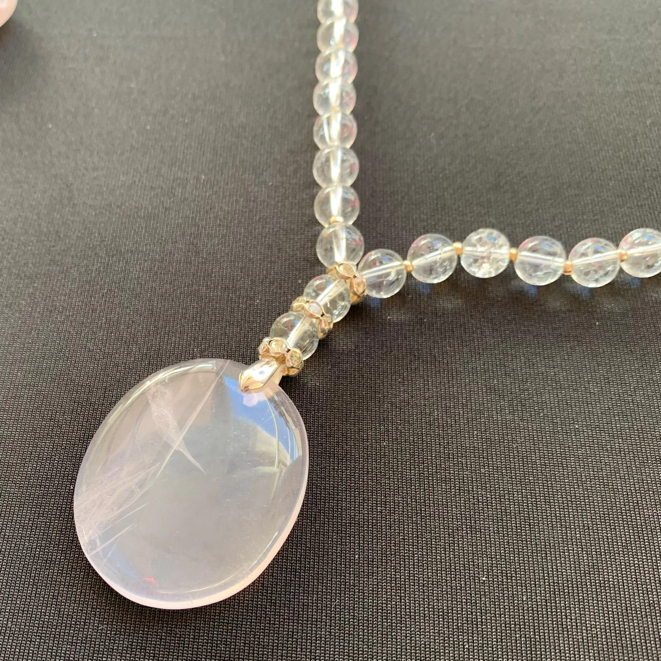 Rose quartz and crystal necklace