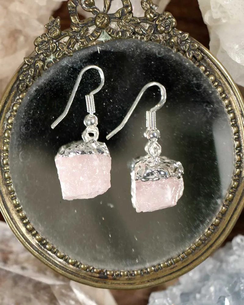 Rose Quartz Natural Point Earrings