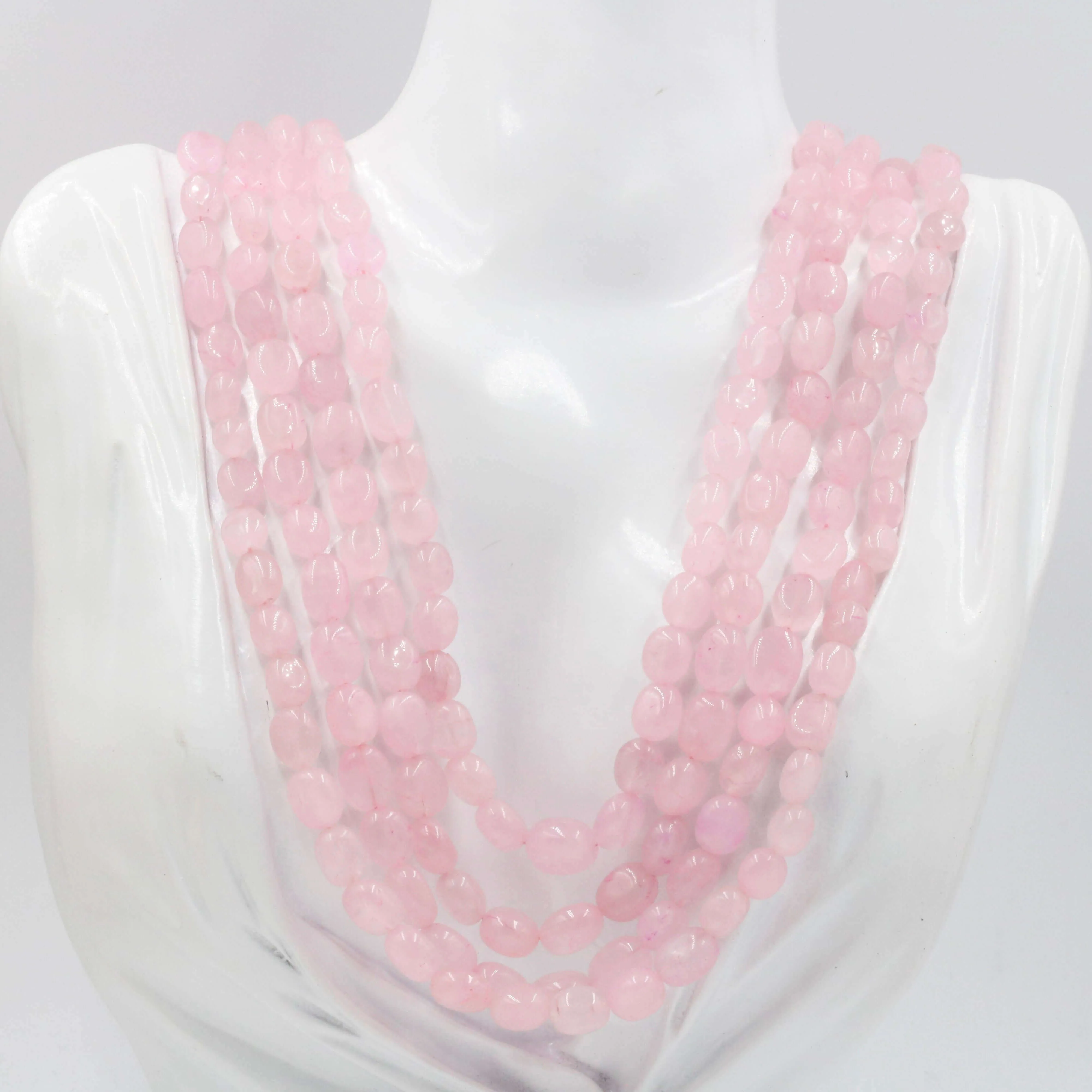 Rose Quartz Necklace Pink Quartz Rose Quartz Gemstone Necklace Beaded Necklace Layered Necklace Indian Necklace Quartz Sarafa SKU: 6143055