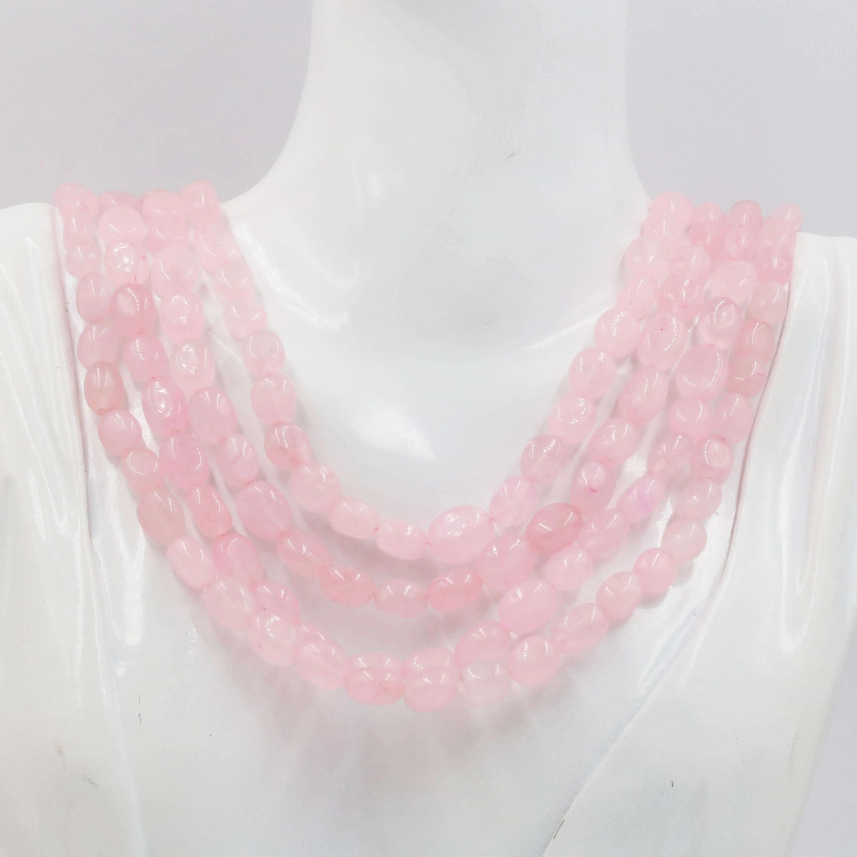 Rose Quartz Necklace Pink Quartz Rose Quartz Gemstone Necklace Beaded Necklace Layered Necklace Indian Necklace Quartz Sarafa SKU: 6143055