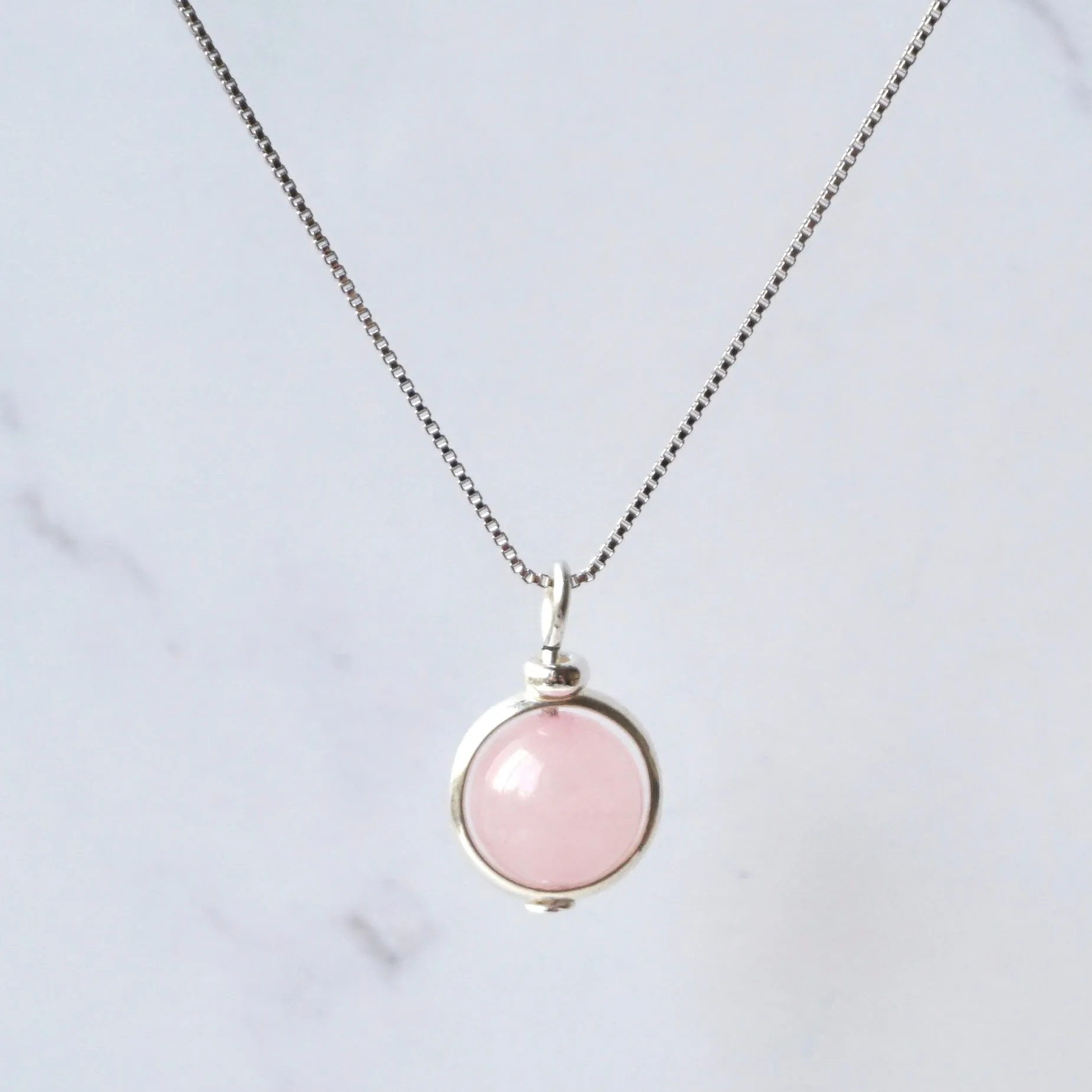 Rose Quartz Sterling Silver Necklace