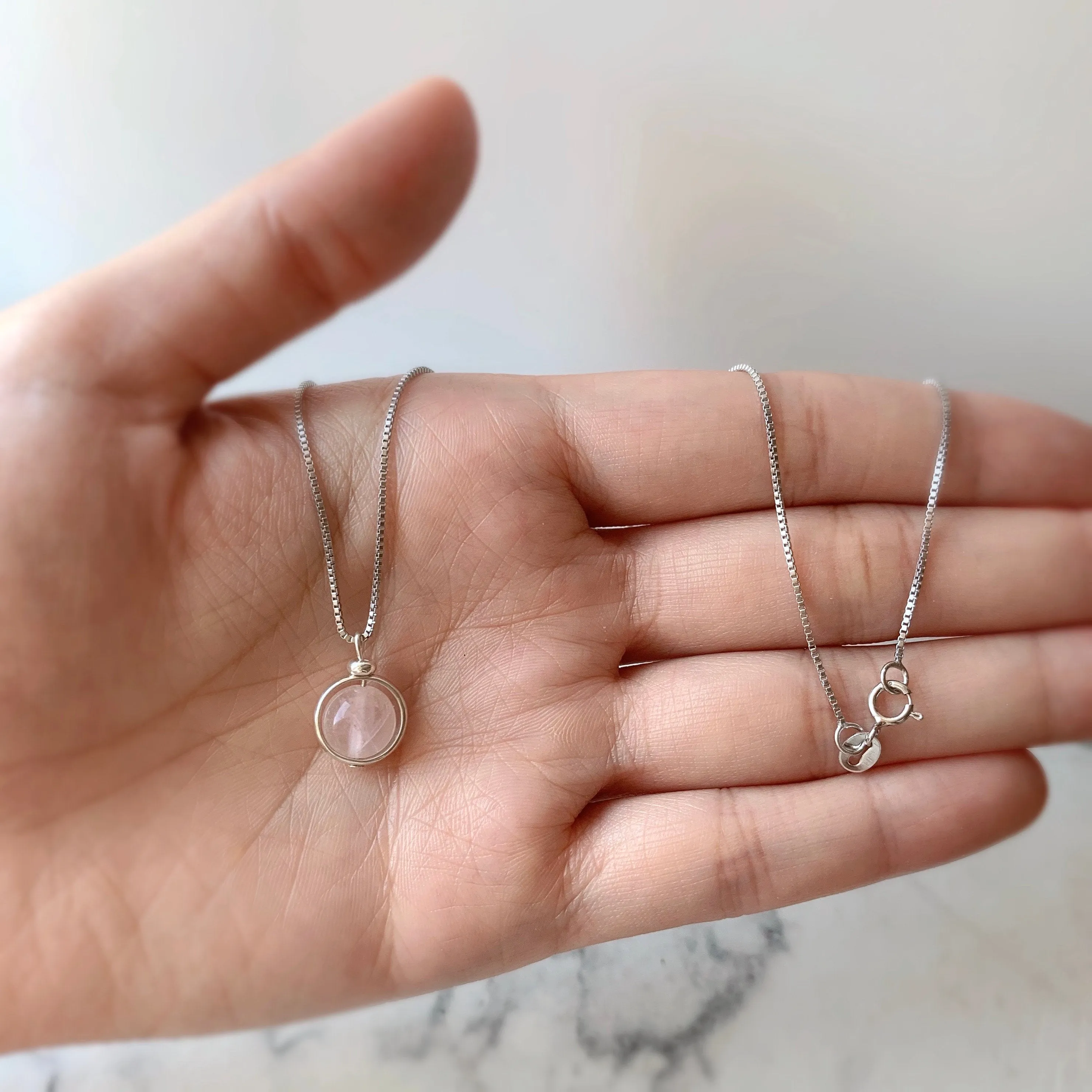 Rose Quartz Sterling Silver Necklace