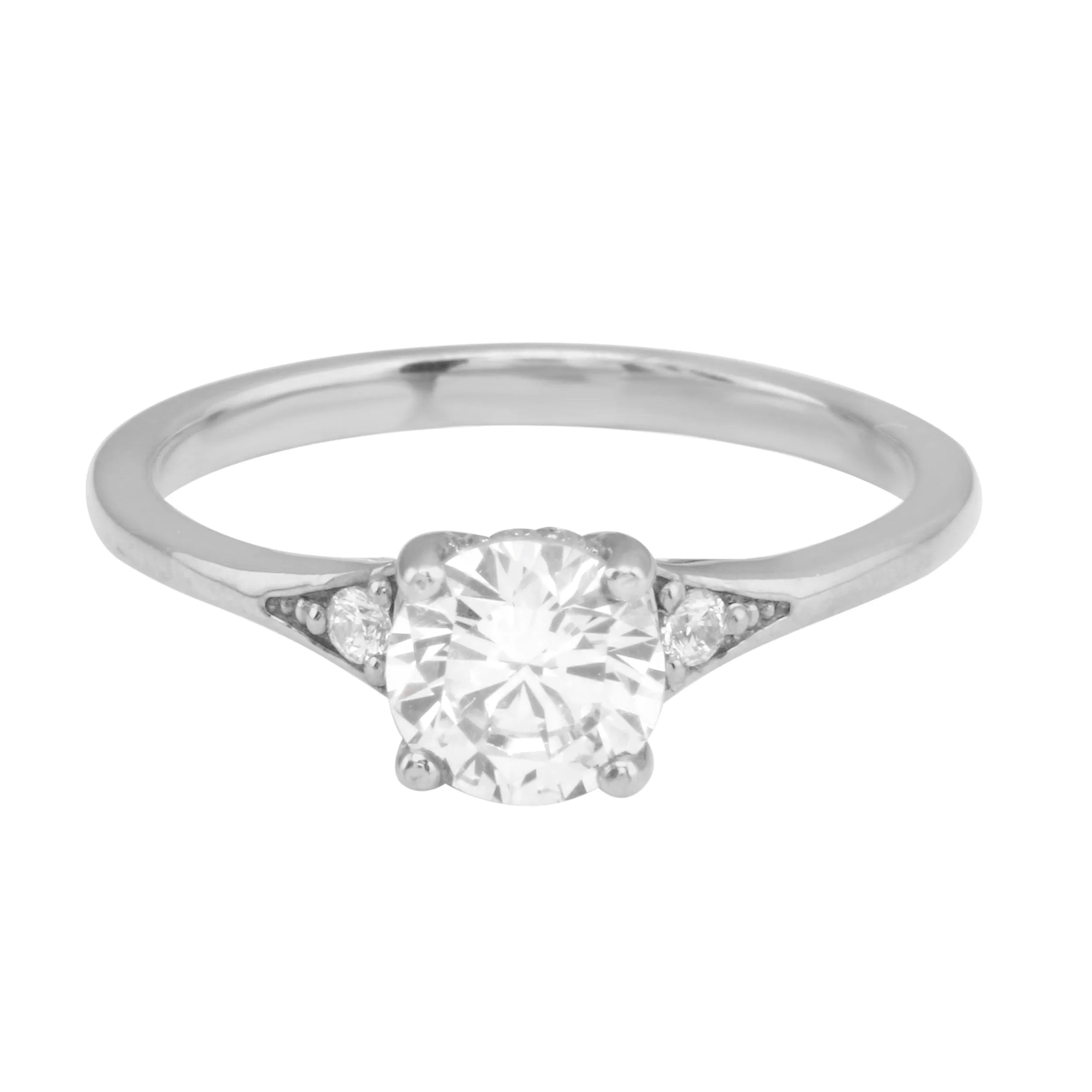 Round Diamond and Single Side Pavé Set Diamond Engagement Ring