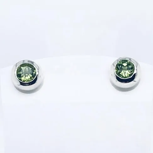 Round Gemstone Stud Earring