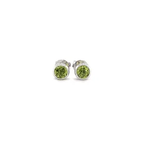 Round Peridot Stud Earrings with Filigree Basket in 14K Gold