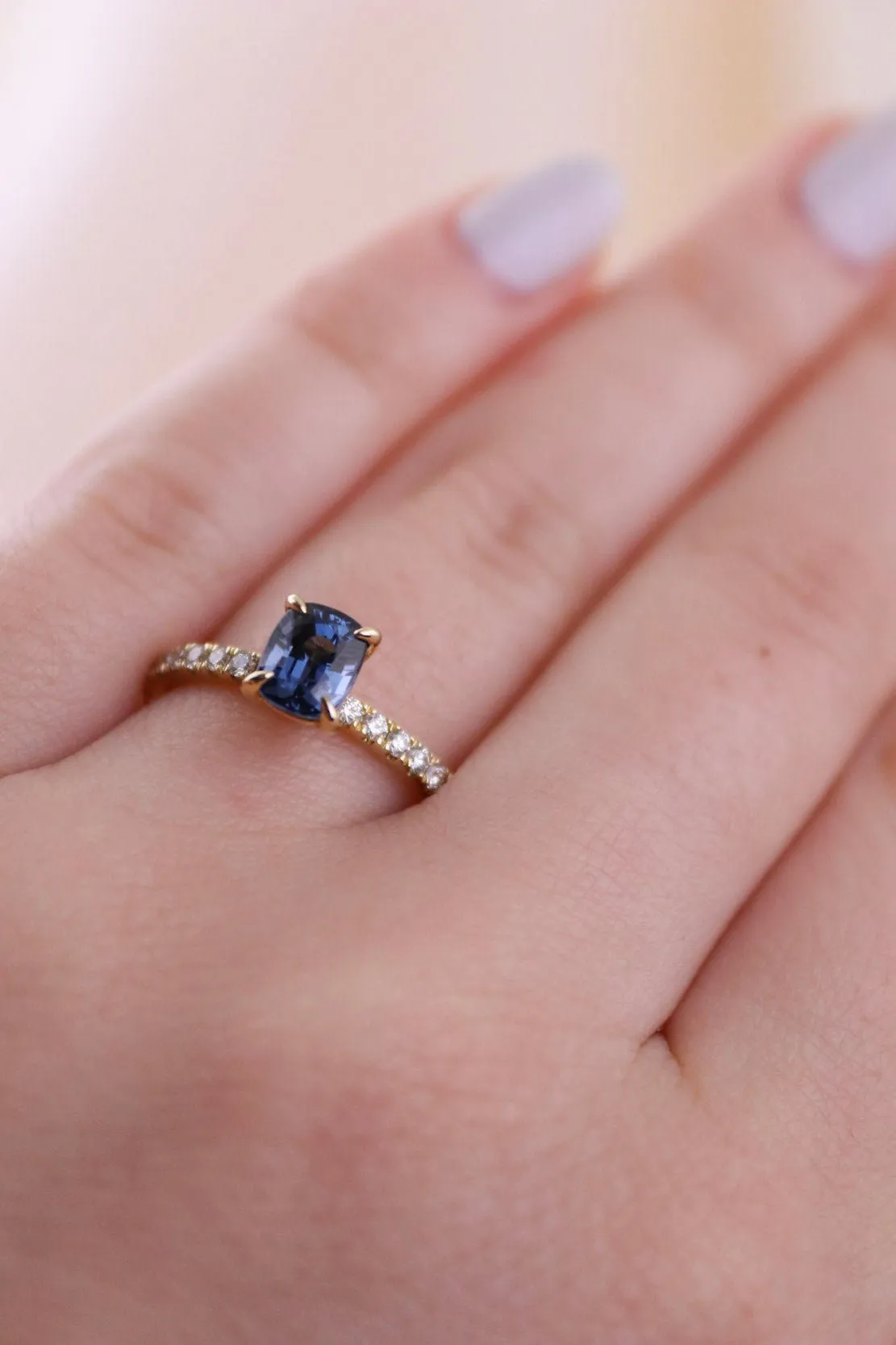 Sapphire x Micropave Diamond Engagement Ring