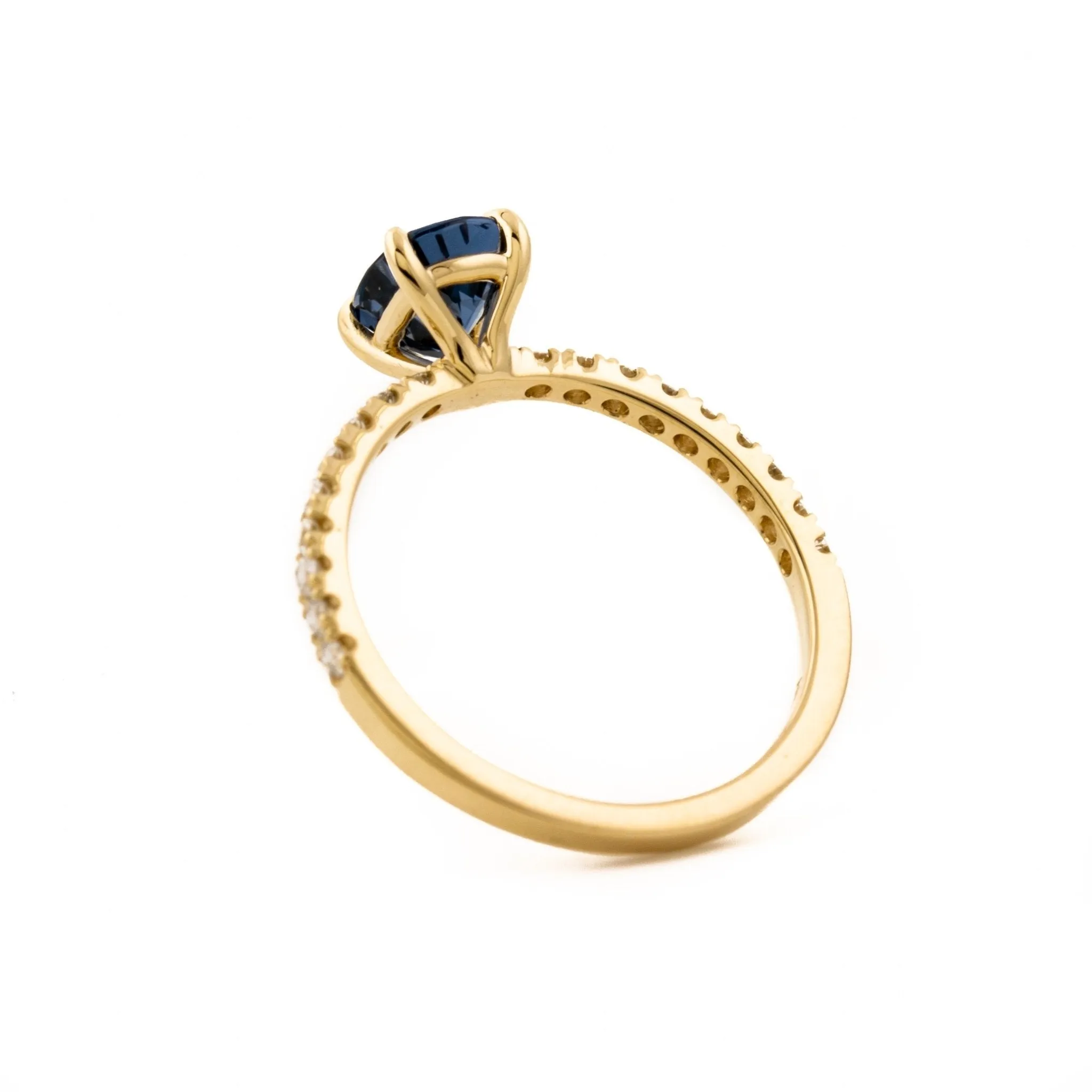 Sapphire x Micropave Diamond Engagement Ring