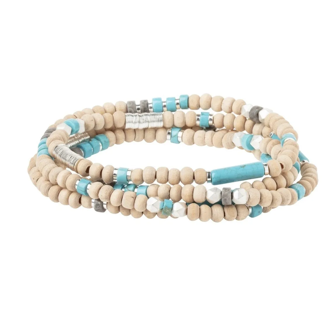 Scout Wood, Stone & Metal Wrap - Turquoise / Silver