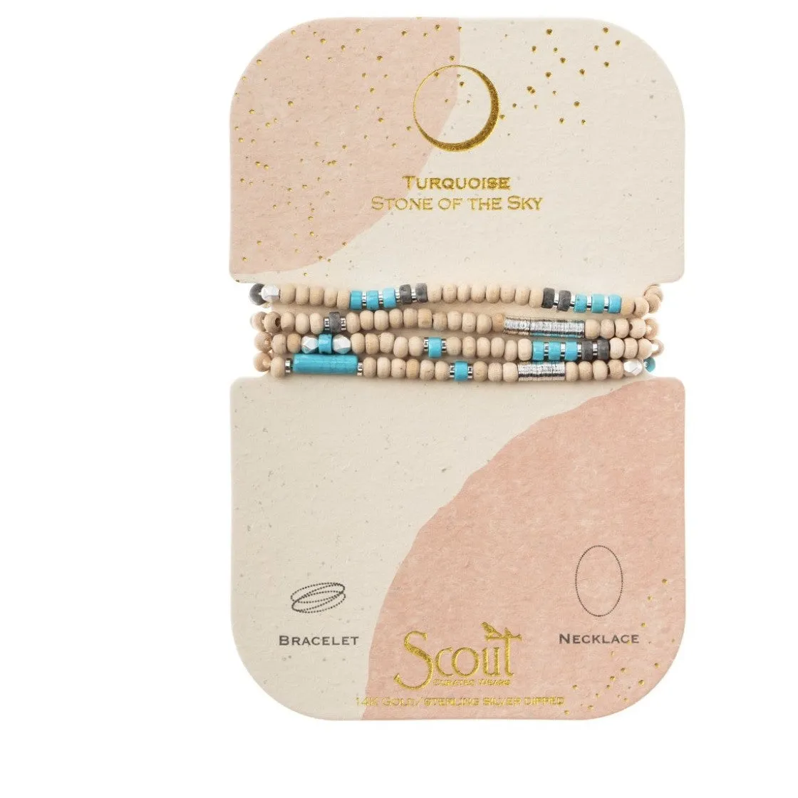 Scout Wood, Stone & Metal Wrap - Turquoise / Silver