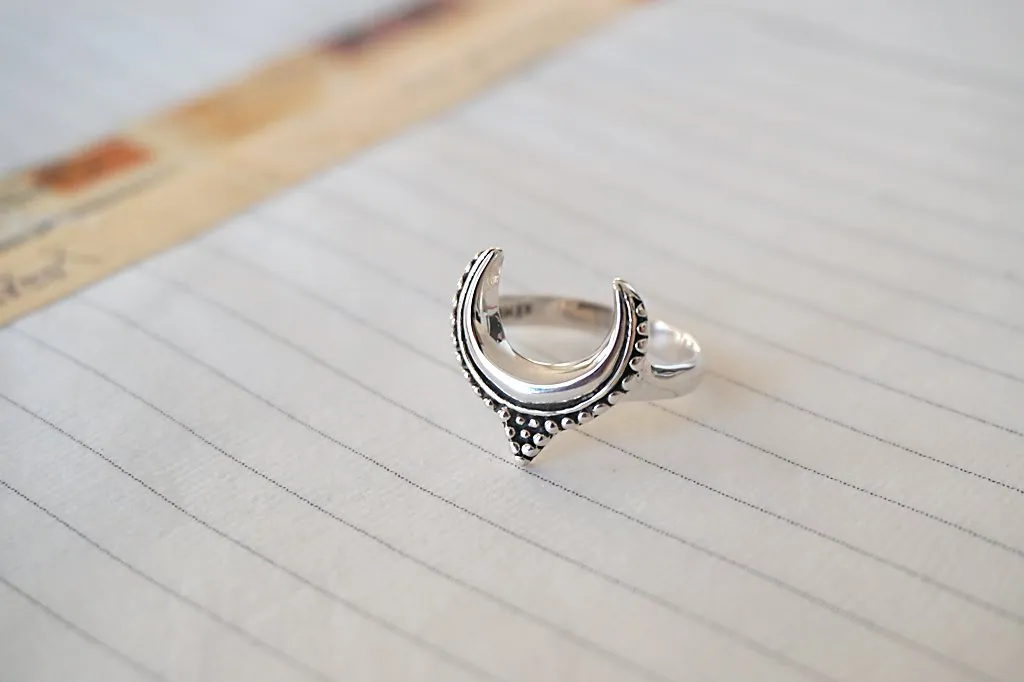 Silver Crescent Ring