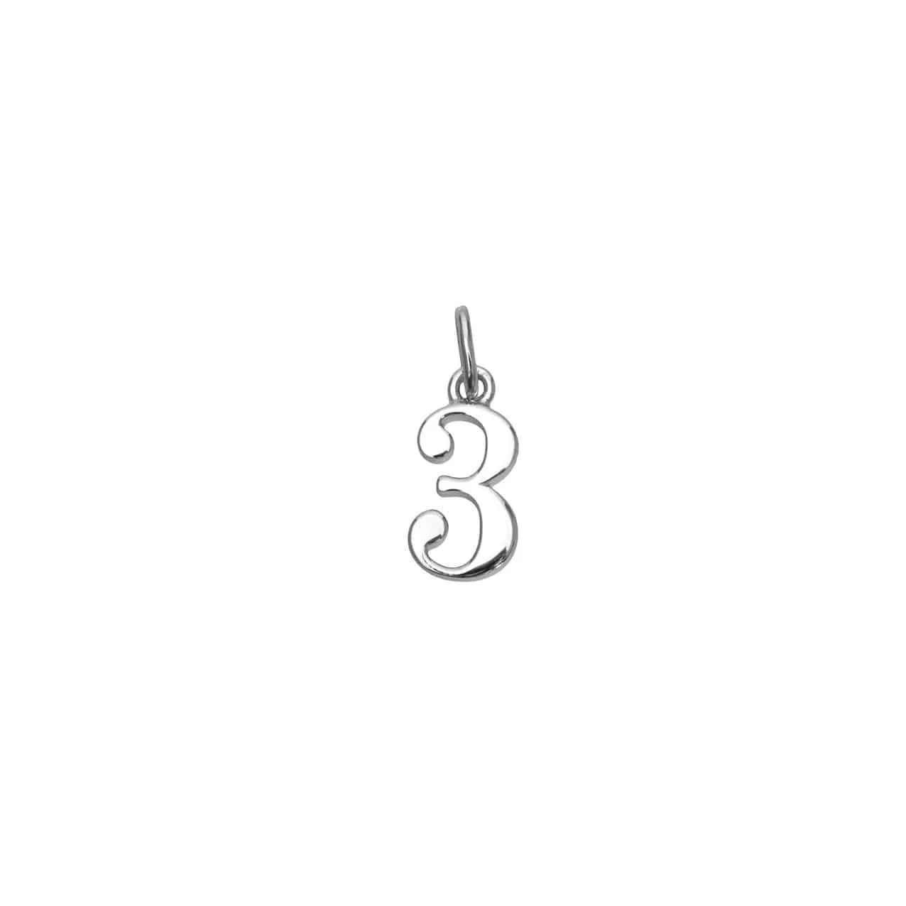 Silver Number 3 Charm